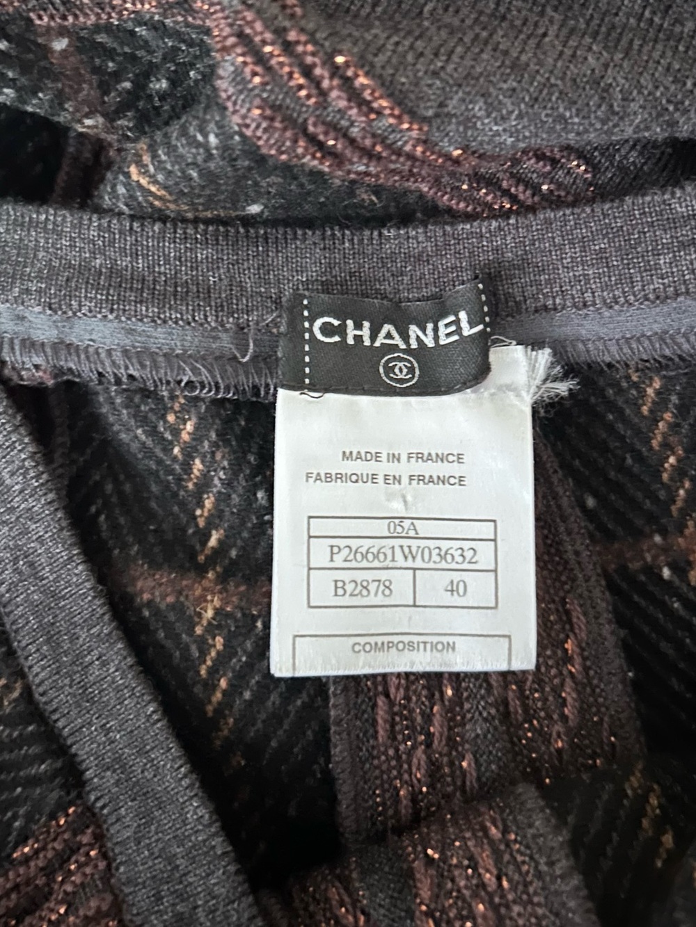 CHANEL 05A Karl Lagerfeld CC Logo Lurex Knit A-Line Skirt Wool Cashmere Sz 8 - Picture 7 of 16